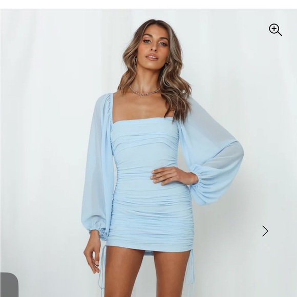 Hello Molly Dresses & Skirts - Hello Molly Bodycon Ruched Baby Blue Small